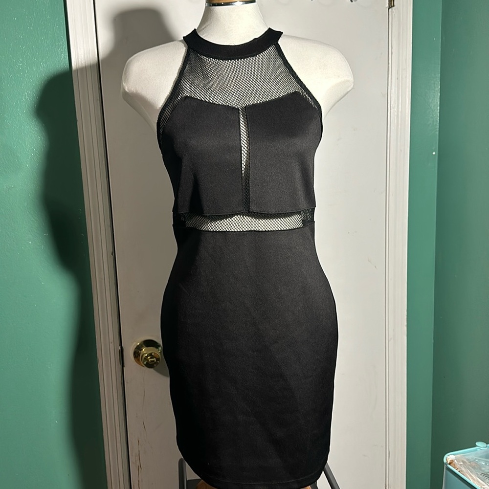 Forever 21 black dress women’s size large with mesh cut outs super cute
